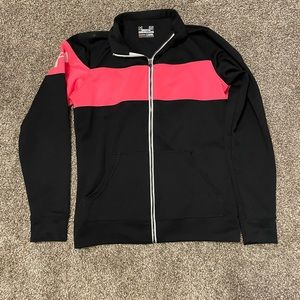 Pink and black under armour zip up jacket